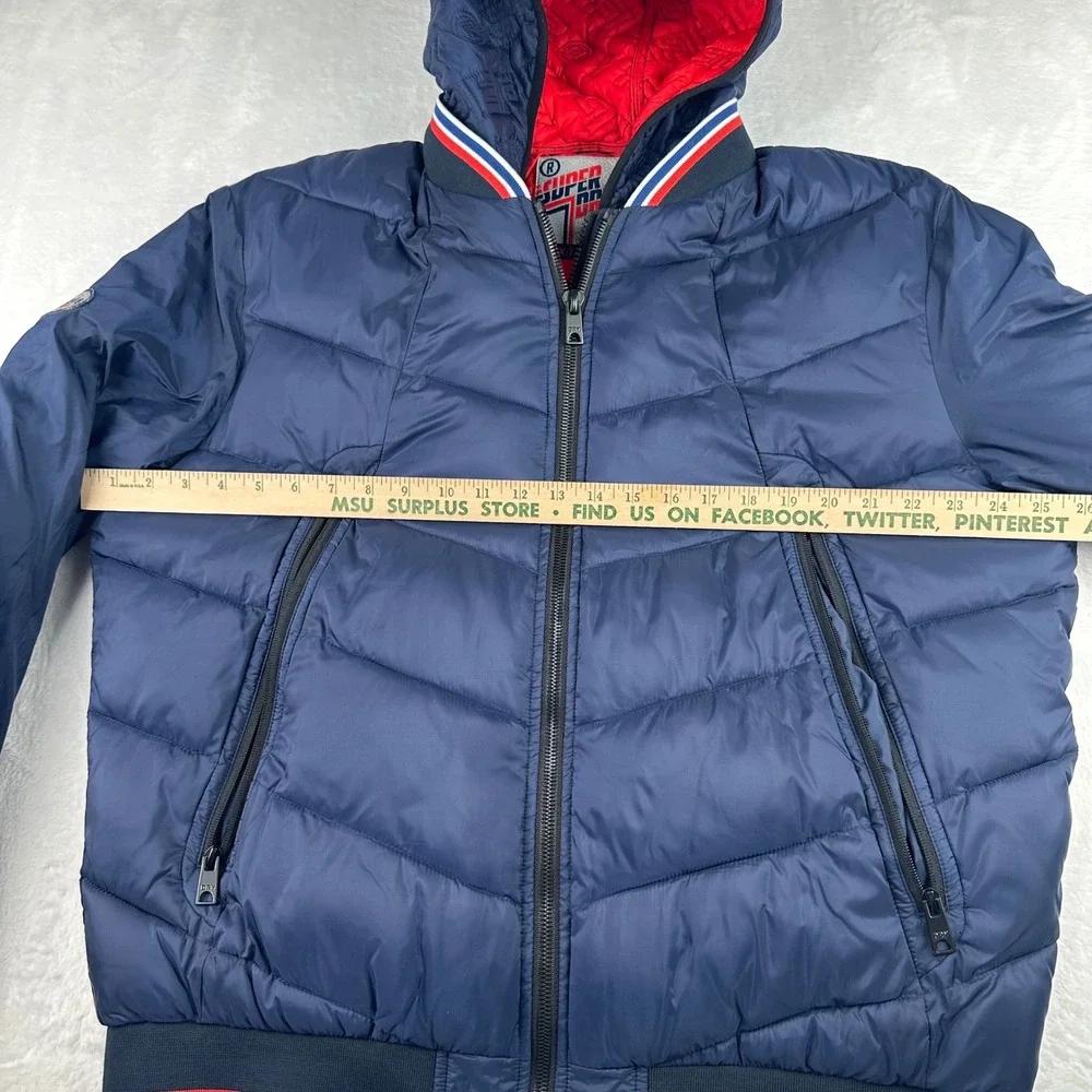 Superdry Quilted Jacket Baltic Blue Hooded Puffer Mens XXL M500086A